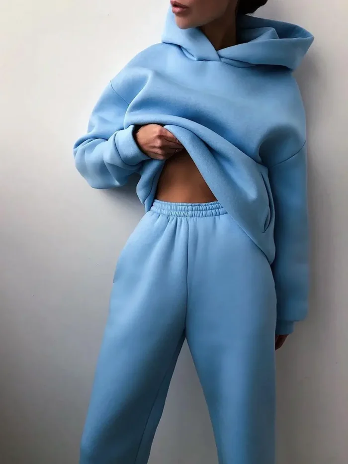 Ensemble de sweat a capuche Oversize pour Femme Hiver Chaud : Hoodie  2 Pièces. – Image 6