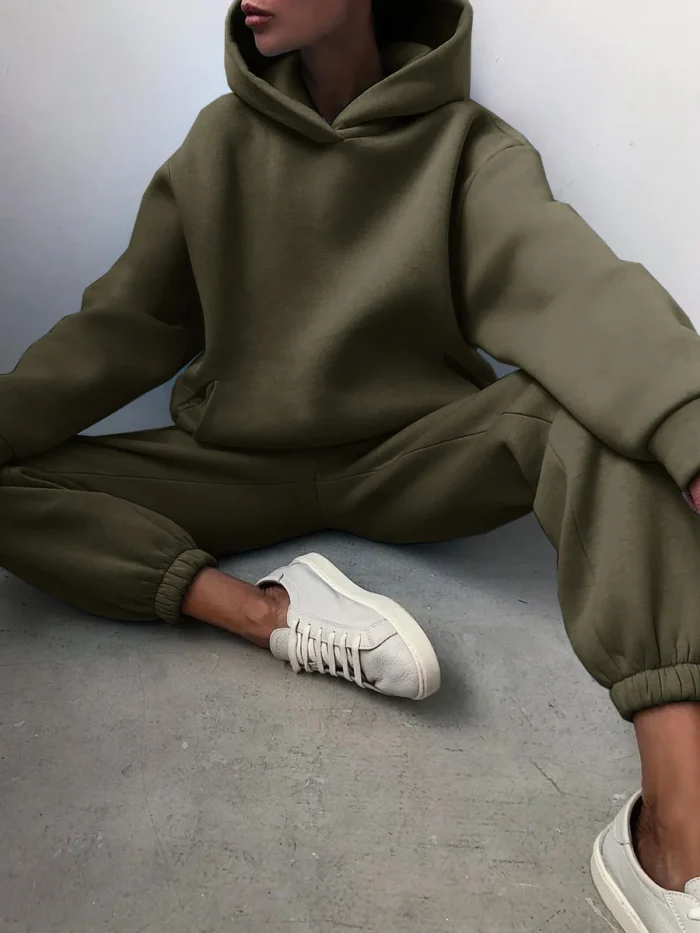 Ensemble de sweat a capuche Oversize pour Femme Hiver Chaud : Hoodie  2 Pièces. – Image 17