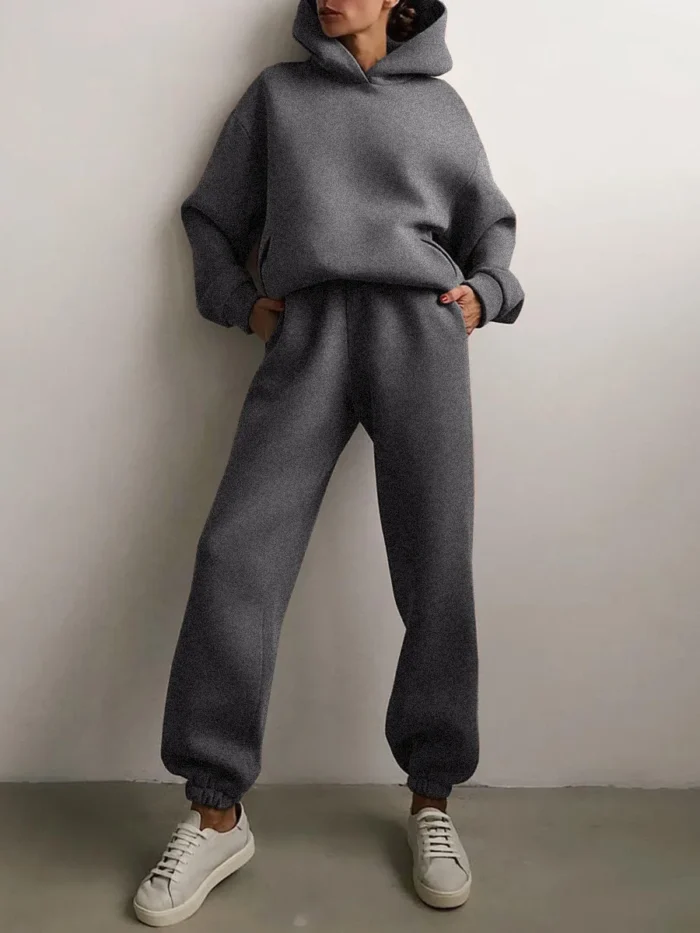 Ensemble de sweat a capuche Oversize pour Femme Hiver Chaud : Hoodie  2 Pièces. – Image 7