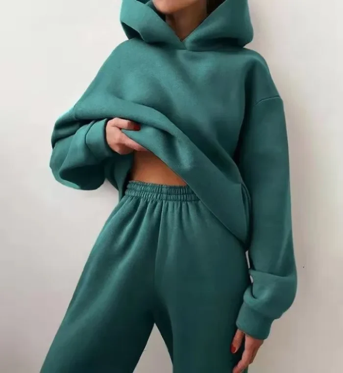 Ensemble de sweat a capuche Oversize pour Femme Hiver Chaud : Hoodie 2 Pièces en taille XXL.