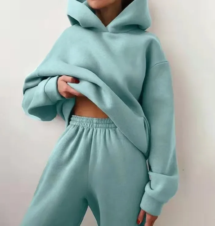 Ensemble de sweat a capuche Oversize pour Femme Hiver Chaud : Hoodie  2 Pièces. – Image 11