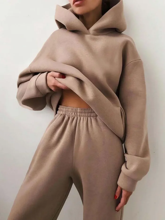 Ensemble de sweat a capuche Oversize pour Femme Hiver Chaud : Hoodie  2 Pièces. – Image 16