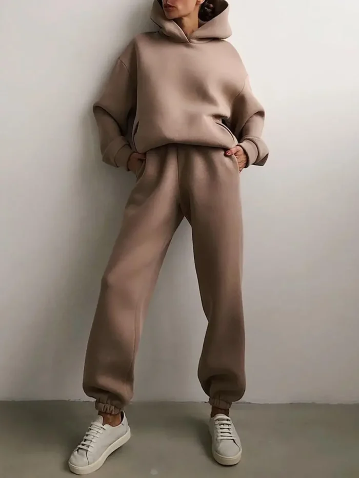Ensemble de sweat a capuche Oversize pour Femme Hiver Chaud : Hoodie  2 Pièces. – Image 2