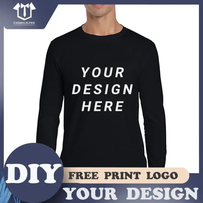 T-shirt Homme Manches Longues Classique Personnalisable : Photo, Texte, Logo