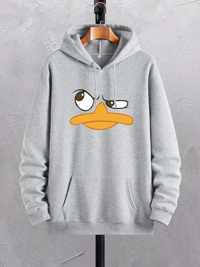 Sweat à capuche confortable pour homme imprimé canard, graphique tendance. – Image 4