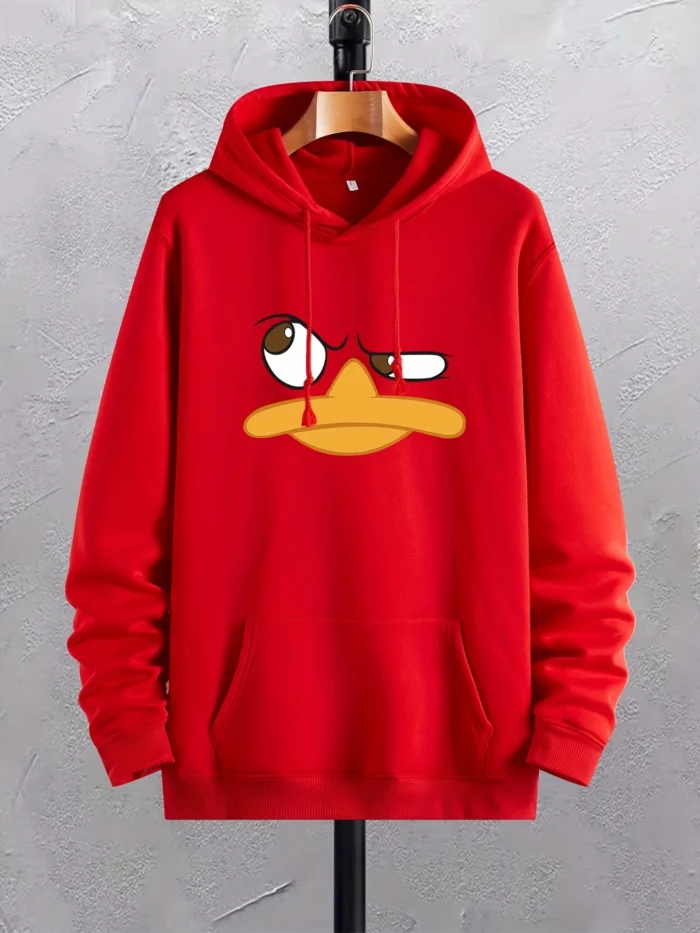 Sweat à Capuche Homme Imprimé Canard, Graphique Tendance Confortable rouge